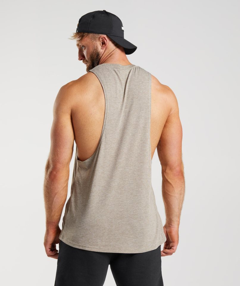 Men's Gymshark Legacy Drop Arm Tanks Grey | NZ 8RJULG